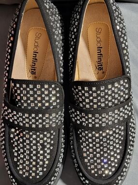 Black Crystal-Embellished Men’s Loafers